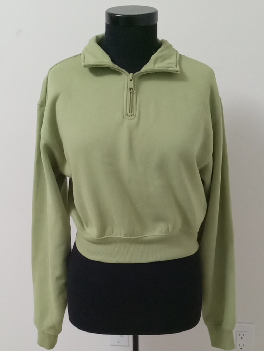 Ardene Olive Green Half-Zip Cropped Pullover Sweater
